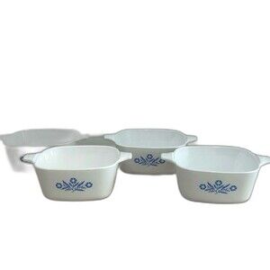 Vintage Corning Ware Casserole Dish Blue Cornflower P-43-B 22oz. Set of 4 No Lid